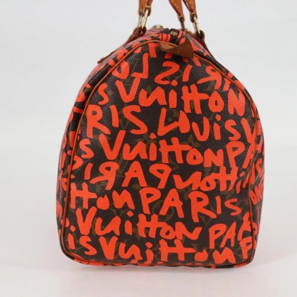 LOUIS VUITTON Monogram Graffiti Speedy 30 Hand Bag Orange - Picture 4 of 16